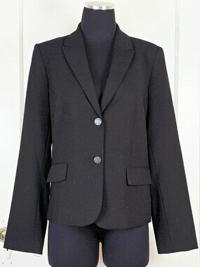 Calvin Klein Blazer 12P NWOT Black Notch Collar Two-Button Jacket Extra Button